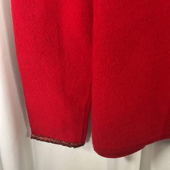Josephine Chaus Wool Cardigan Sweater Jacket Size Med Red Brocade Quiet Luxury - Picture 6 of 8